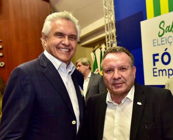 Governador Ronaldo Caiado com o presidente da OCB/GO, Luís Alberto Pereira